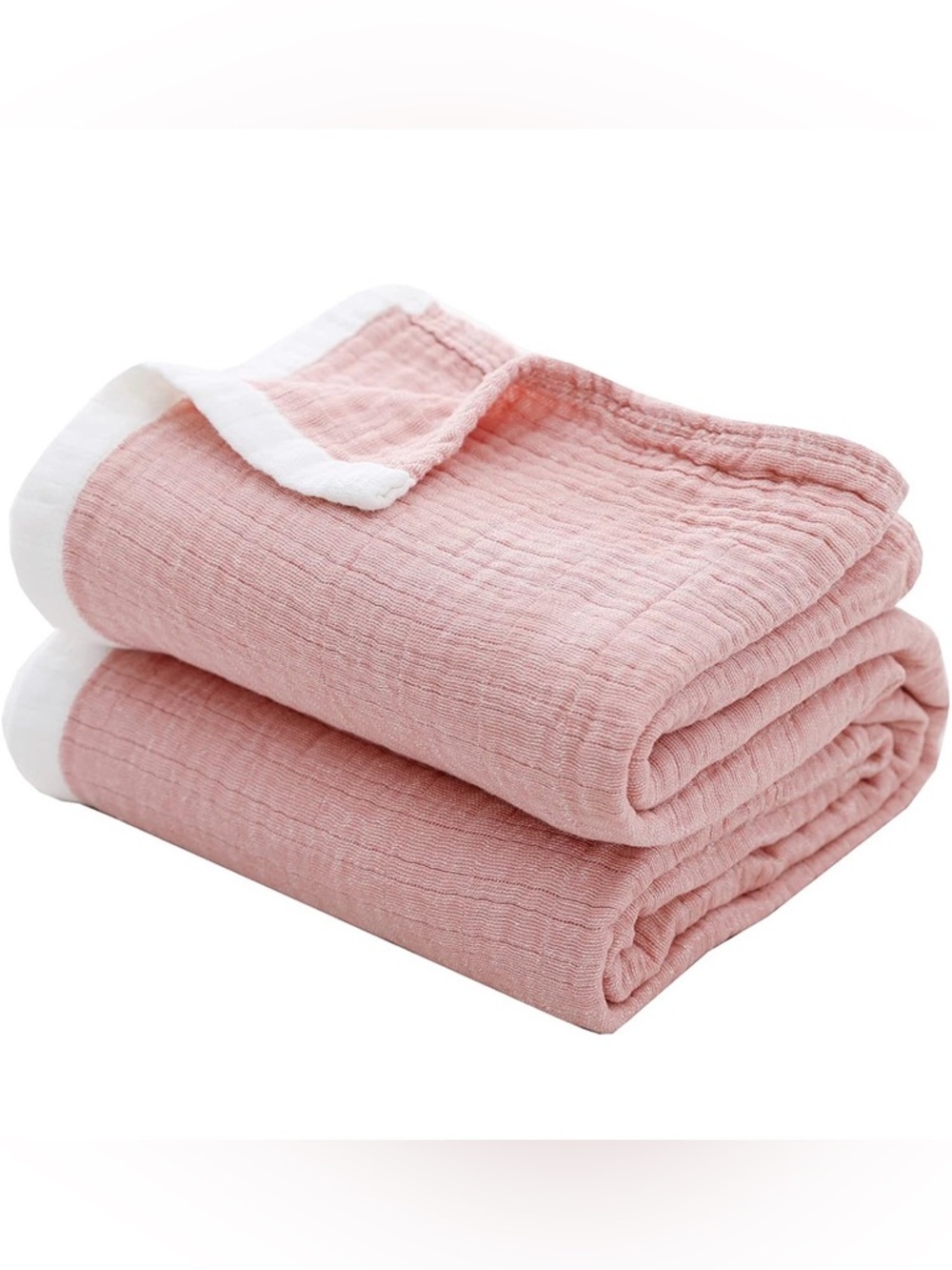 Cotton Muslin Throw Blanket for Adults,Breathable 4-Layer（50"x60",Coral Pink）
